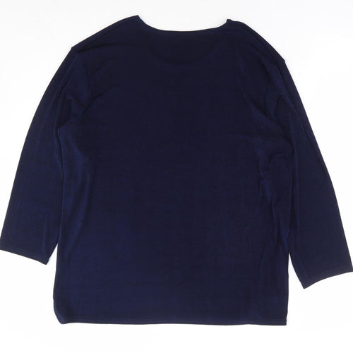 Dupont Womens Blue Polyester Basic Blouse Size M Boat Neck