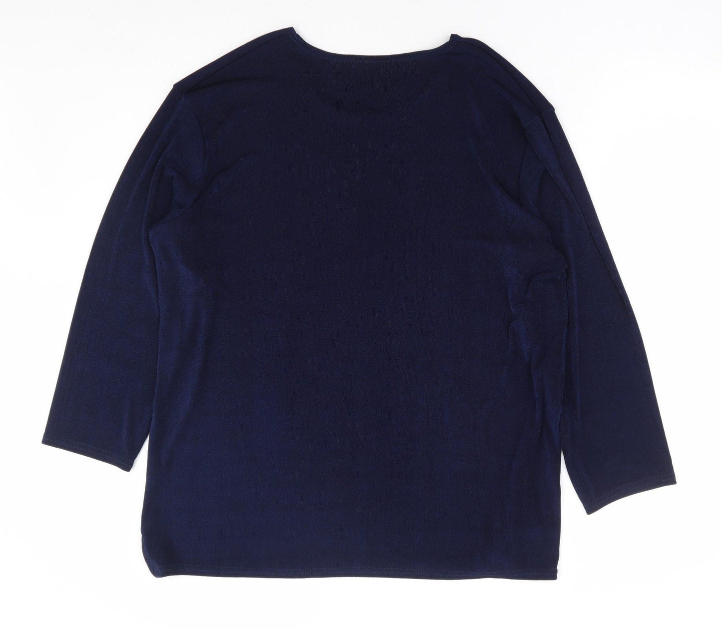 Dupont Womens Blue Polyester Basic Blouse Size M Boat Neck