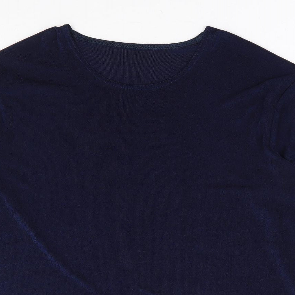 Dupont Womens Blue Polyester Basic Blouse Size M Boat Neck