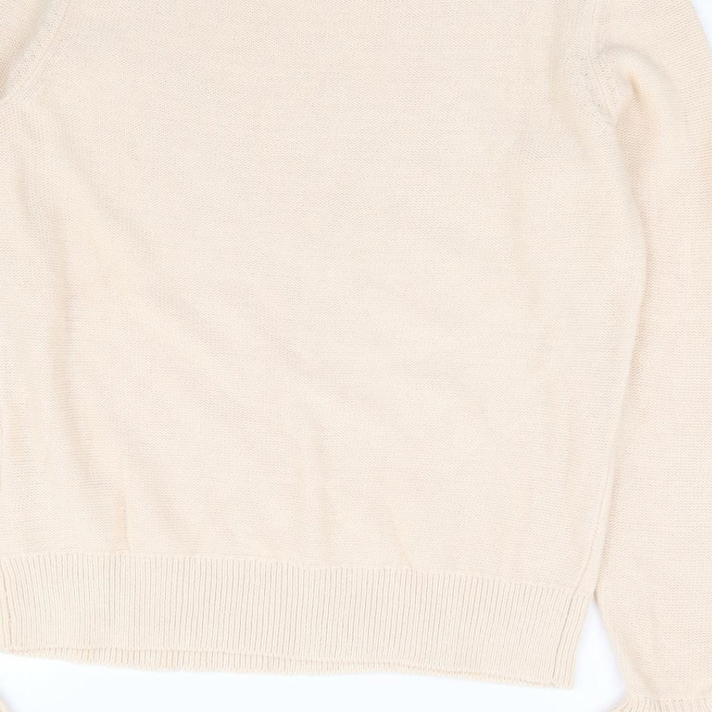 Oasis Womens Beige Round Neck 100% Cotton Pullover Jumper Size S