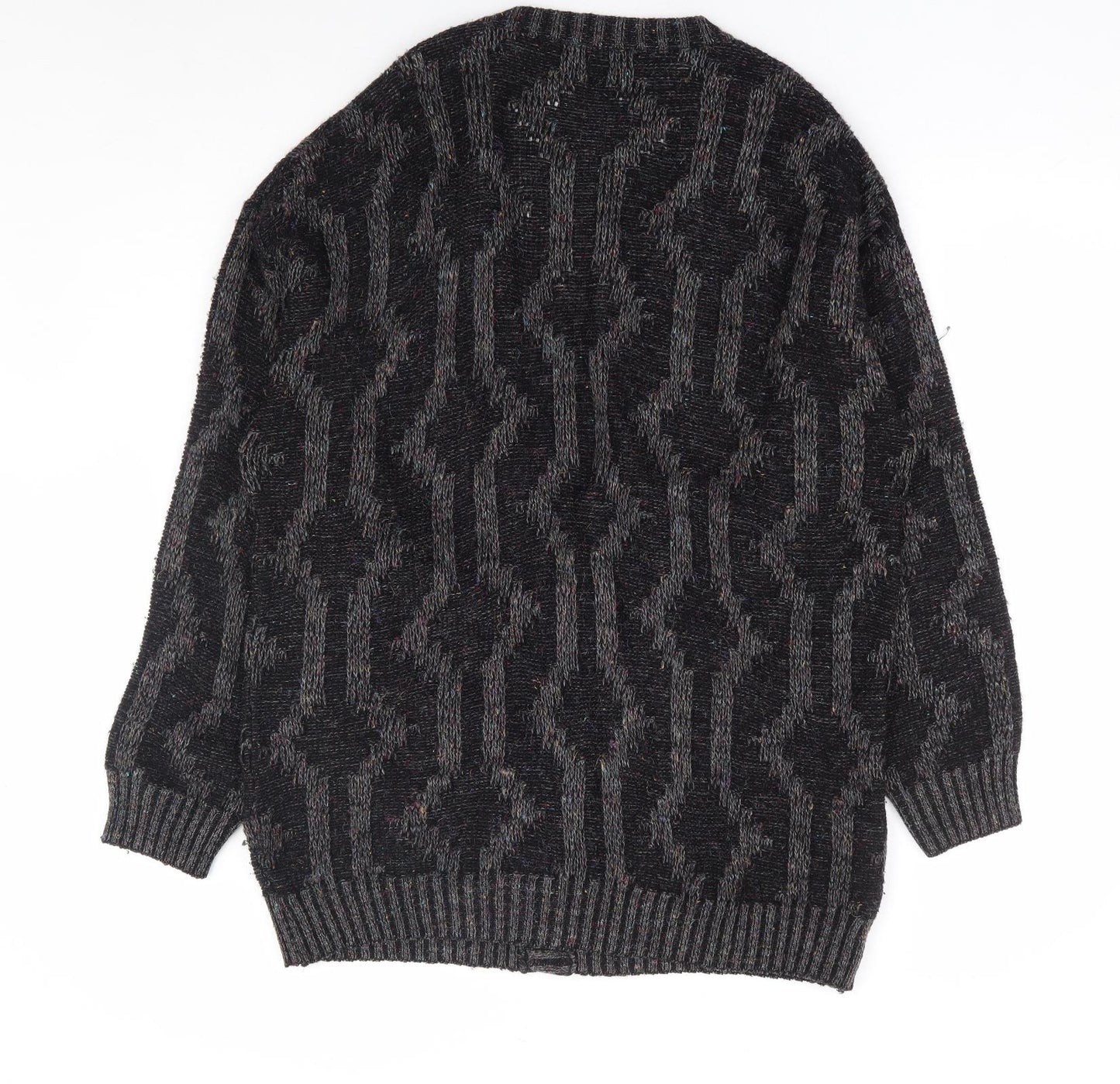 St Micheal Womens Black V-Neck Acrylic Cardigan Jumper Size 14