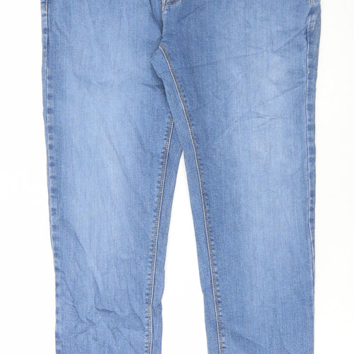 Marks and Spencer Mens Blue Cotton Skinny Jeans Size 34 in L29 in Regular Button