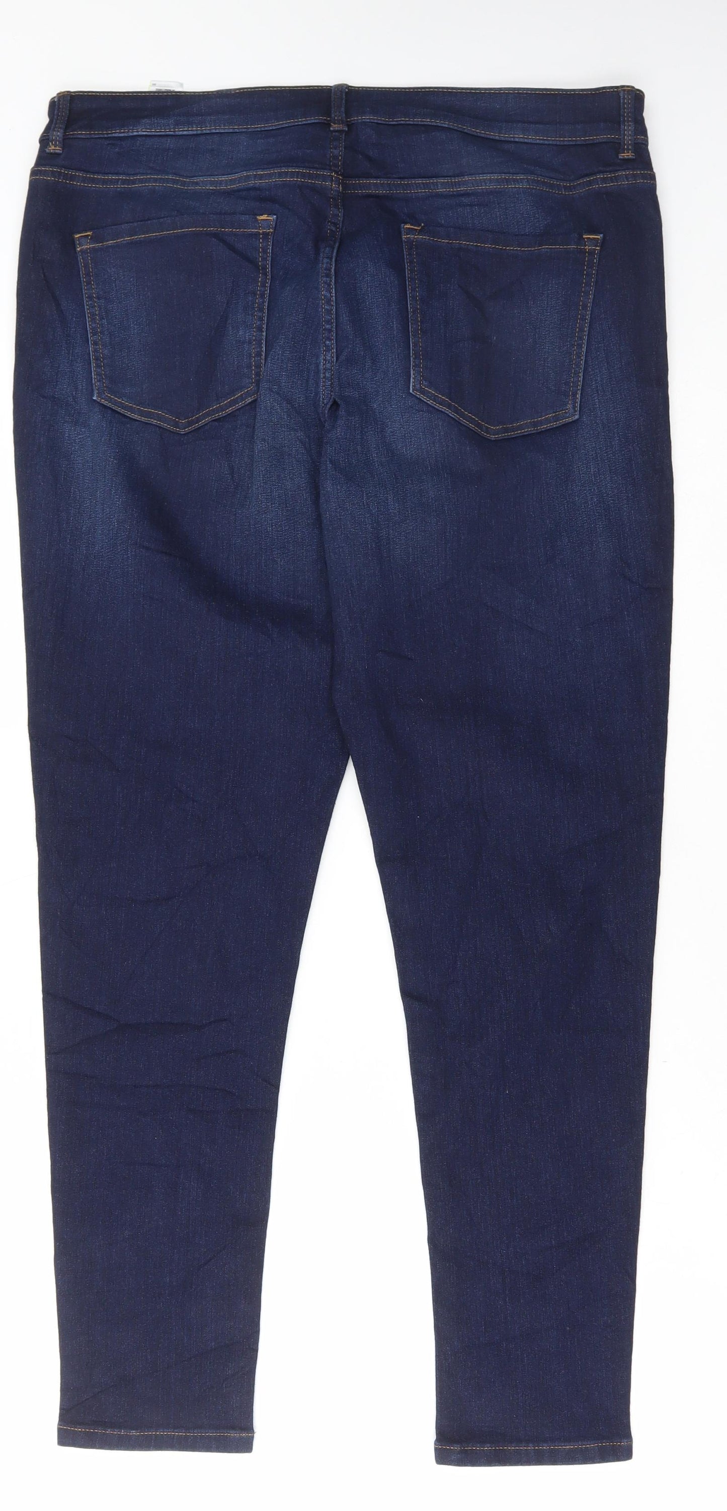 Marks and Spencer Womens Blue Cotton Skinny Jeans Size 16 L28 in Regular Button
