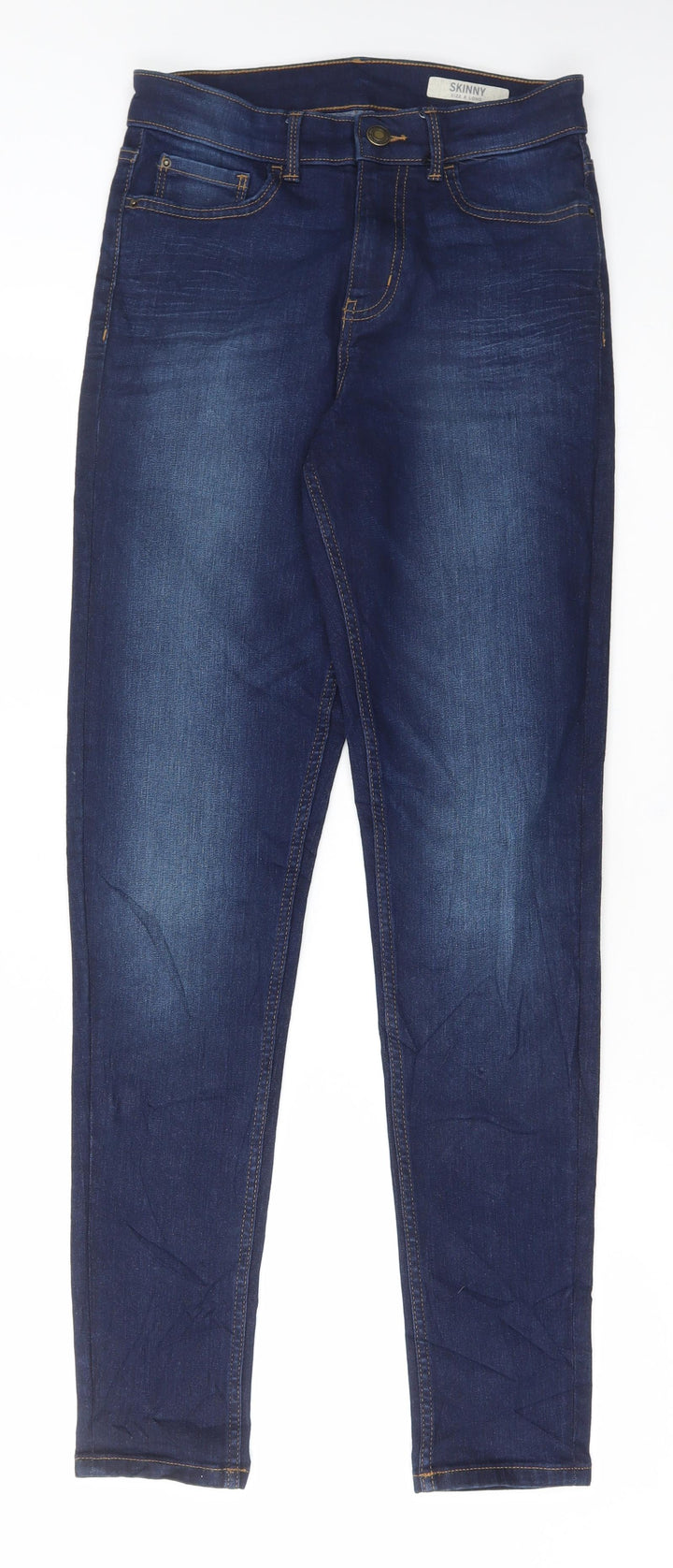 Marks and Spencer Womens Blue Cotton Skinny Jeans Size 8 L31 in Regular Button