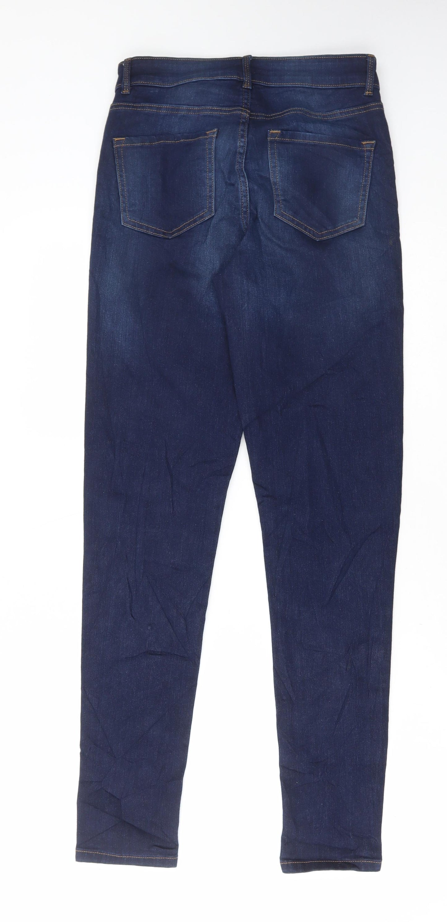 Marks and Spencer Womens Blue Cotton Skinny Jeans Size 8 L31 in Regular Button
