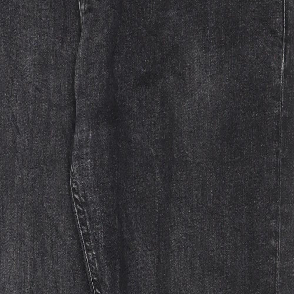 Marks and Spencer Mens Grey Cotton Straight Jeans Size 36 in L30 in Slim Button