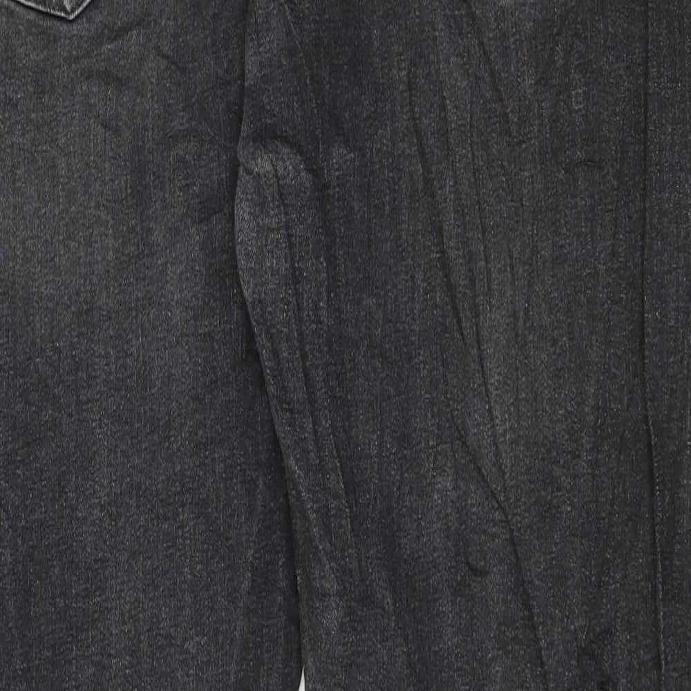Marks and Spencer Mens Grey Cotton Straight Jeans Size 36 in L30 in Slim Button