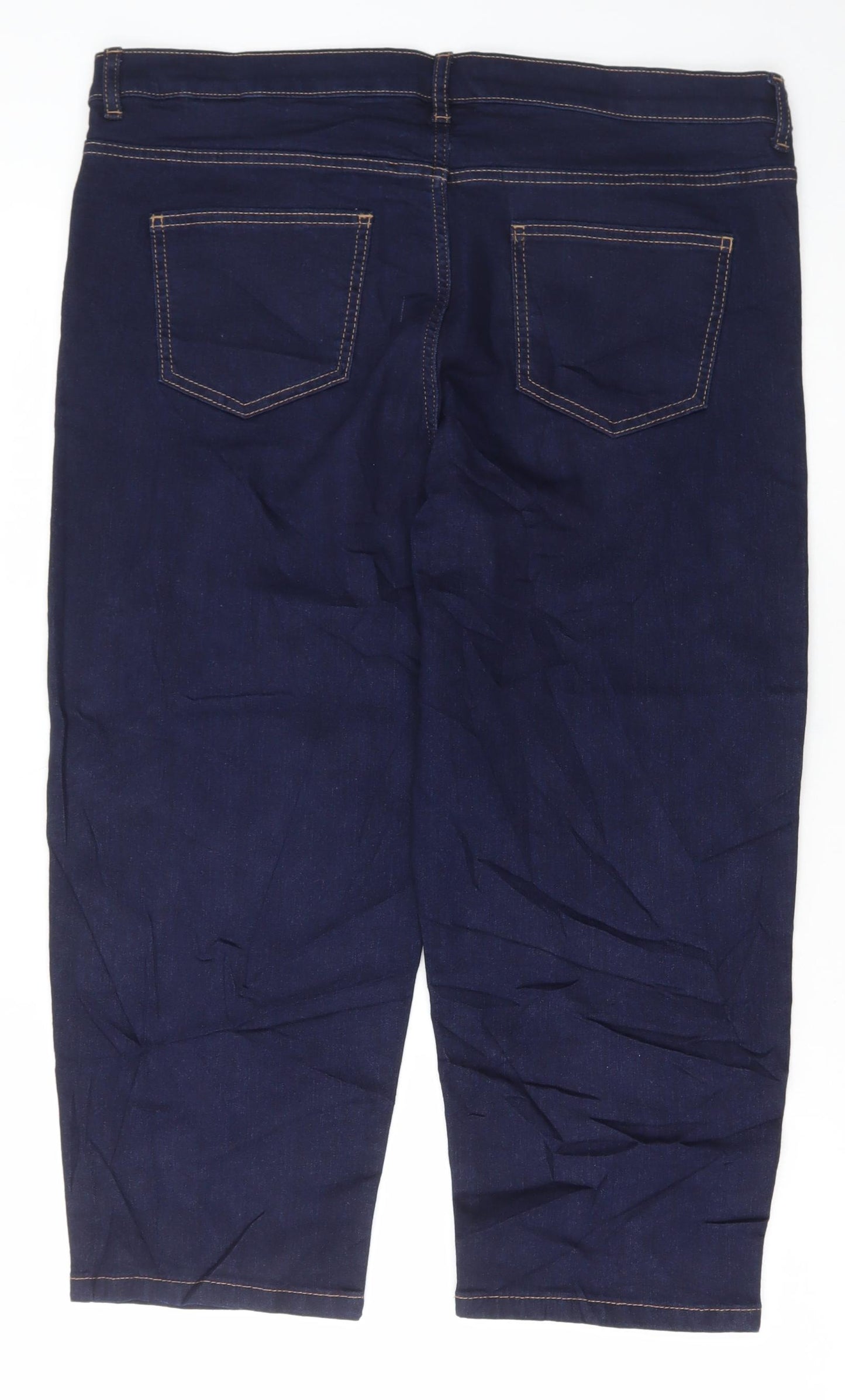 Marks and Spencer Womens Blue Cotton Cropped Jeans Size 18 L22 in Regular Button