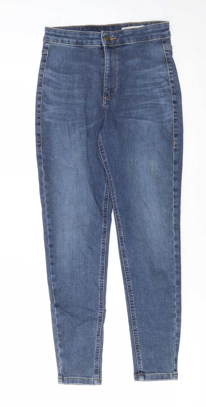 Marks and Spencer Womens Blue Cotton Skinny Jeans Size 8 L26 in Regular Button