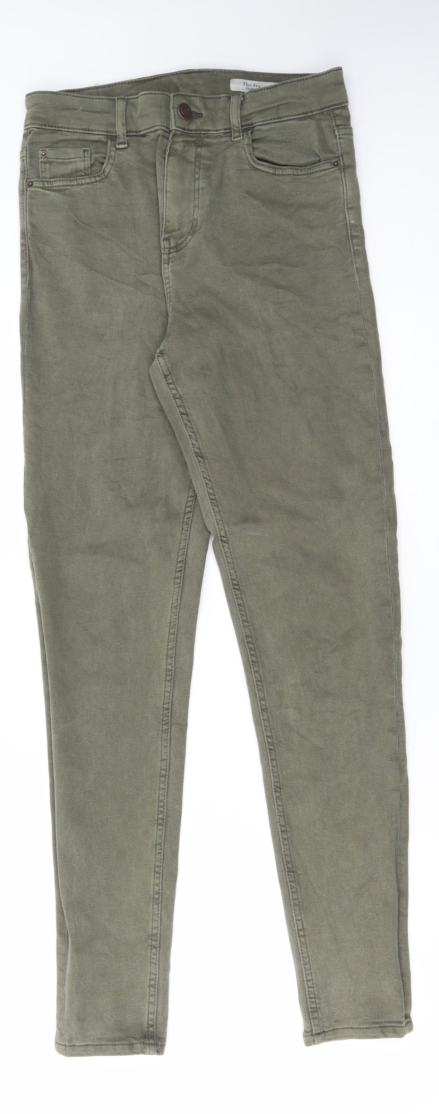 Marks and Spencer Womens Green Cotton Skinny Jeans Size 10 L31 in Regular Button