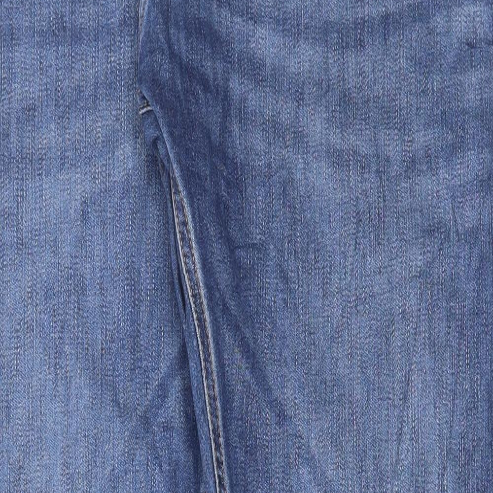 Marks and Spencer Mens Blue Cotton Straight Jeans Size 40 in L33 in Regular Button