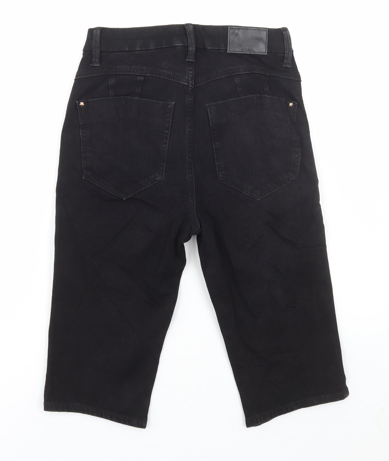 Marks and Spencer Womens Black Cotton Biker Shorts Size 6 L13 in Regular Button