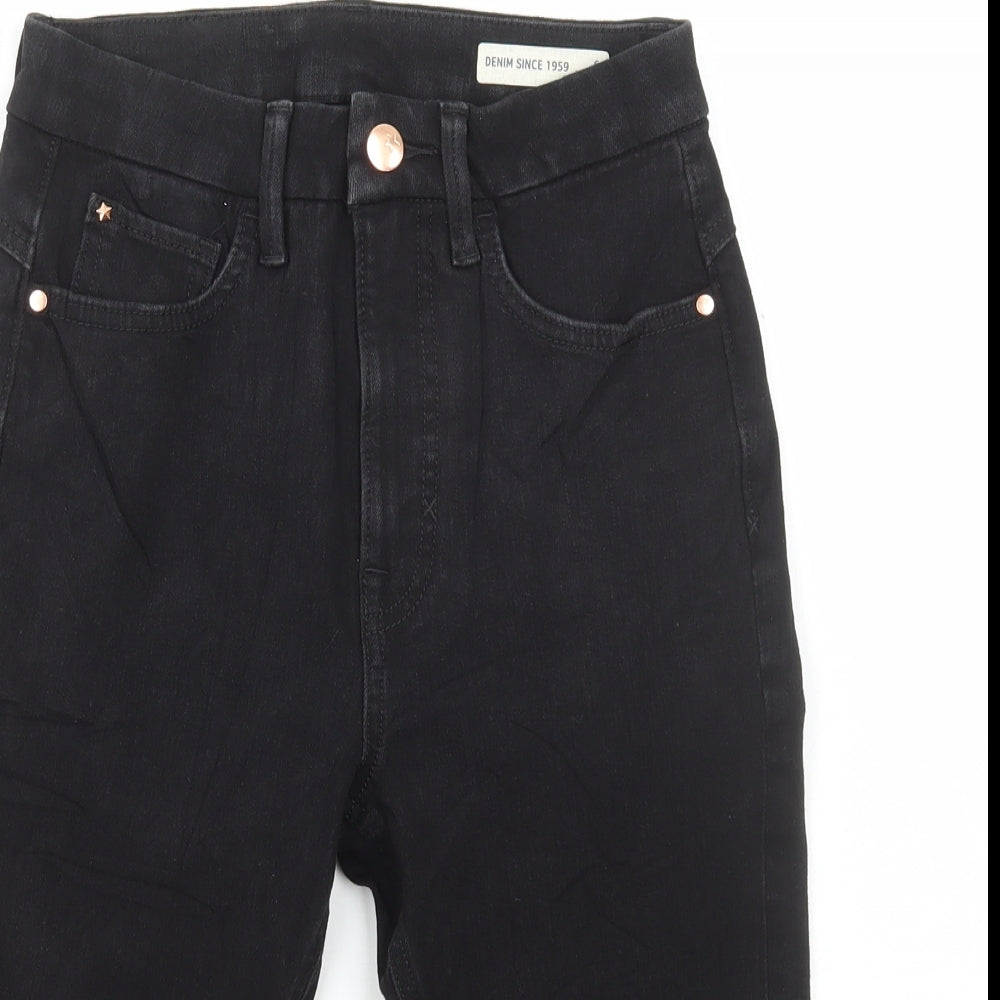 Marks and Spencer Womens Black Cotton Biker Shorts Size 6 L13 in Regular Button
