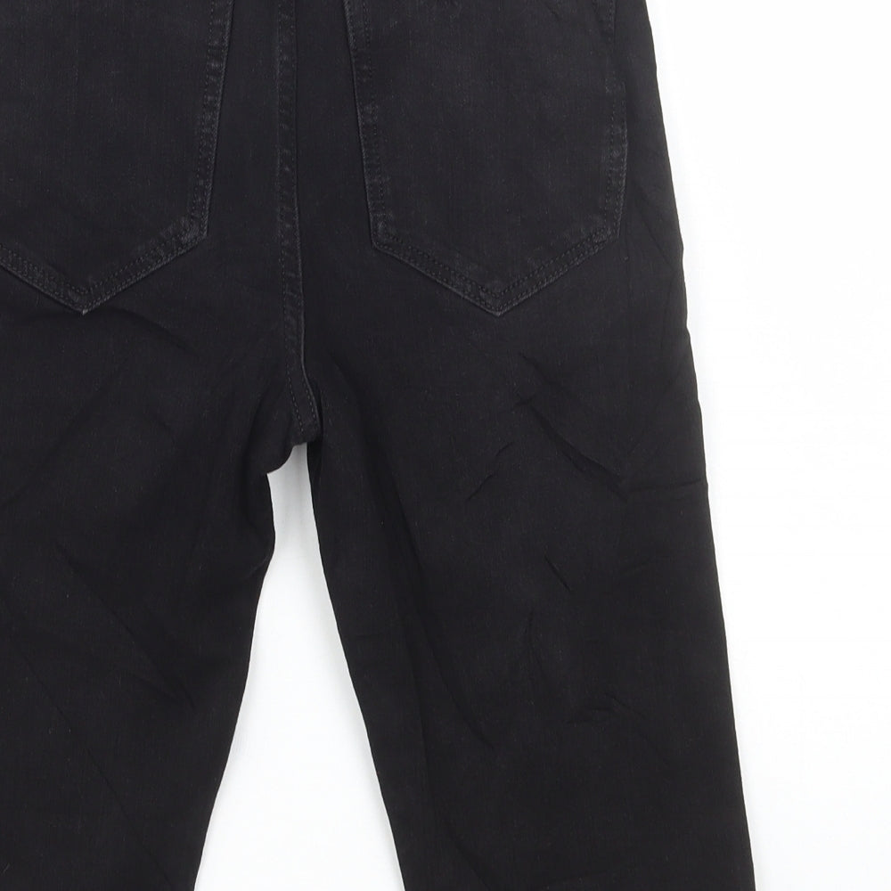 Marks and Spencer Womens Black Cotton Biker Shorts Size 6 L13 in Regular Button
