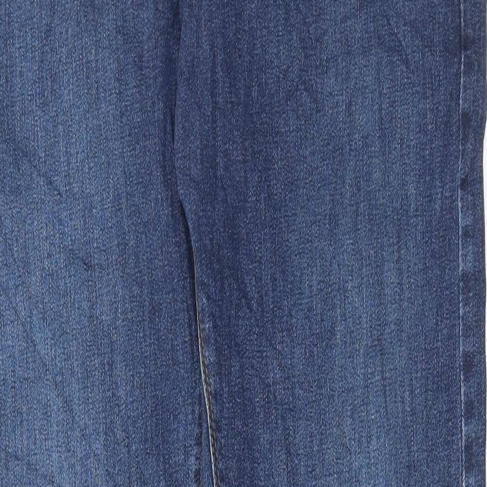 Marks and Spencer Mens Blue Cotton Straight Jeans Size 32 in L31 in Regular Button