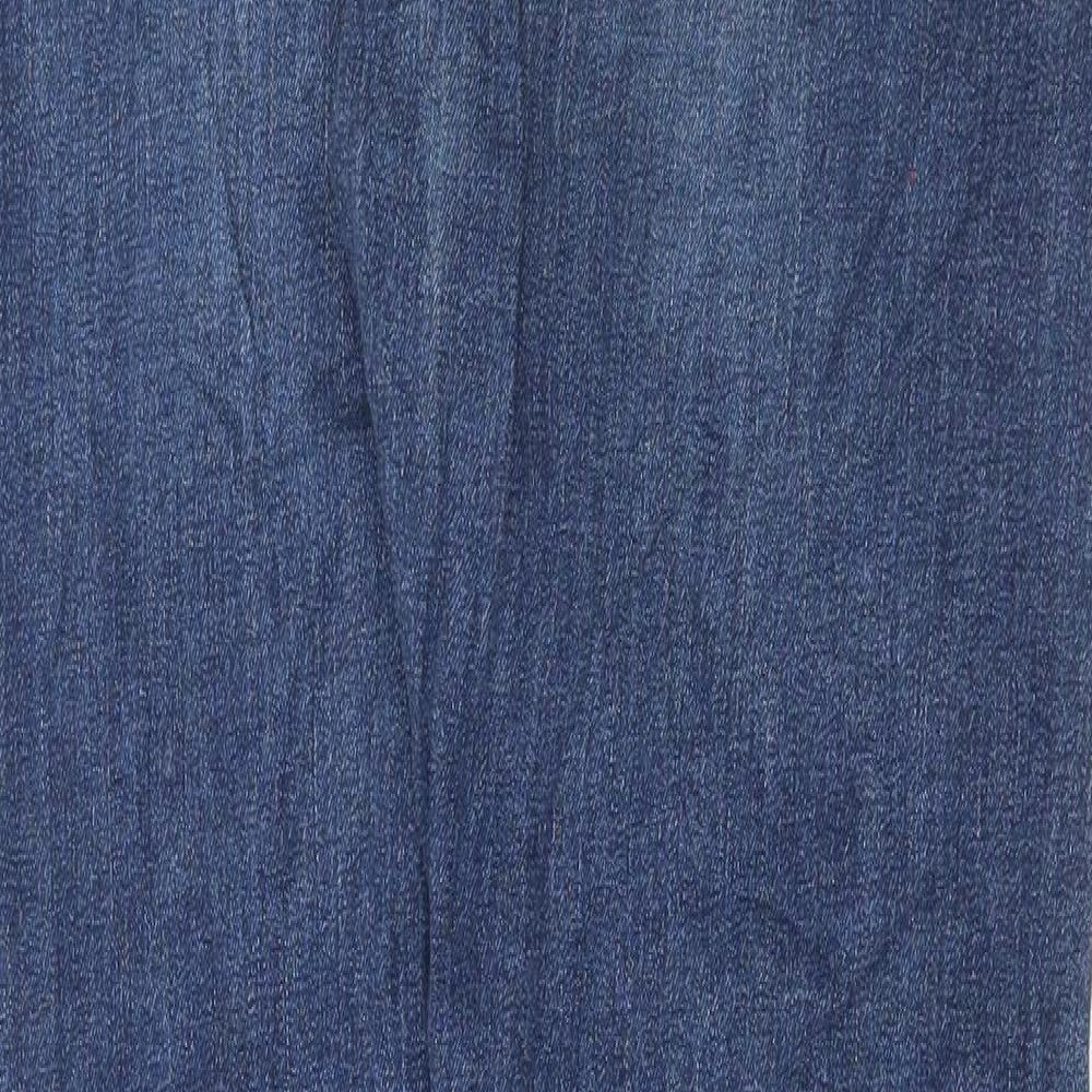 Marks and Spencer Mens Blue Cotton Straight Jeans Size 32 in L31 in Regular Button