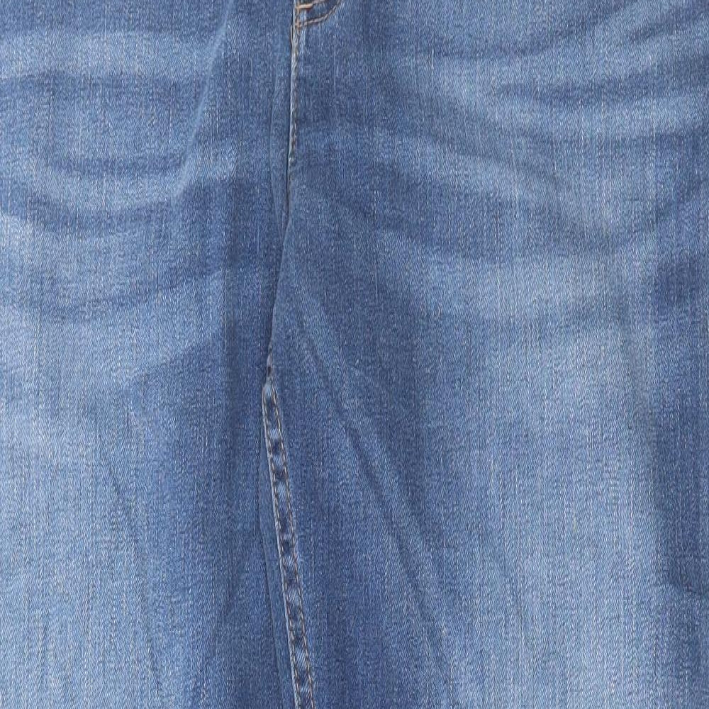 Marks and Spencer Womens Blue Cotton Straight Jeans Size 16 L31 in Regular Button