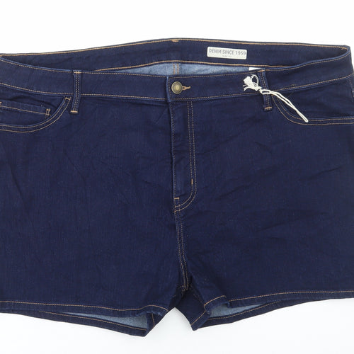 Marks and Spencer Womens Blue Cotton Bermuda Shorts Size 22 L3 in Regular Button