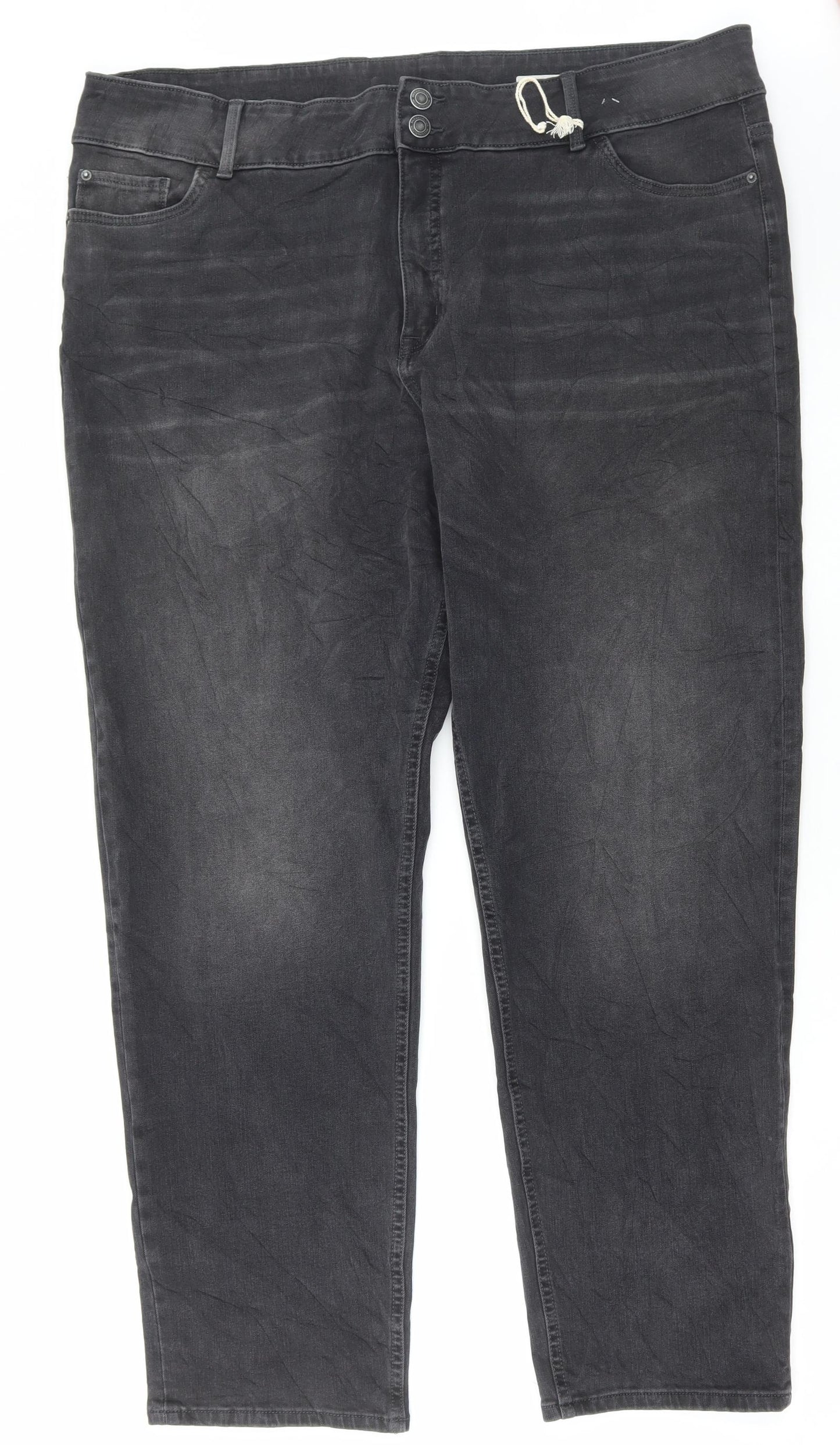 Marks and Spencer Womens Grey Cotton Mom Jeans Size 24 L31 in Regular Button