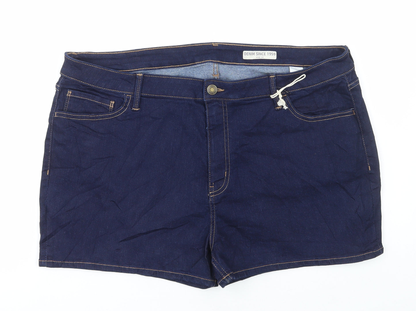 Marks and Spencer Womens Blue Cotton Bermuda Shorts Size 20 L3 in Regular Button