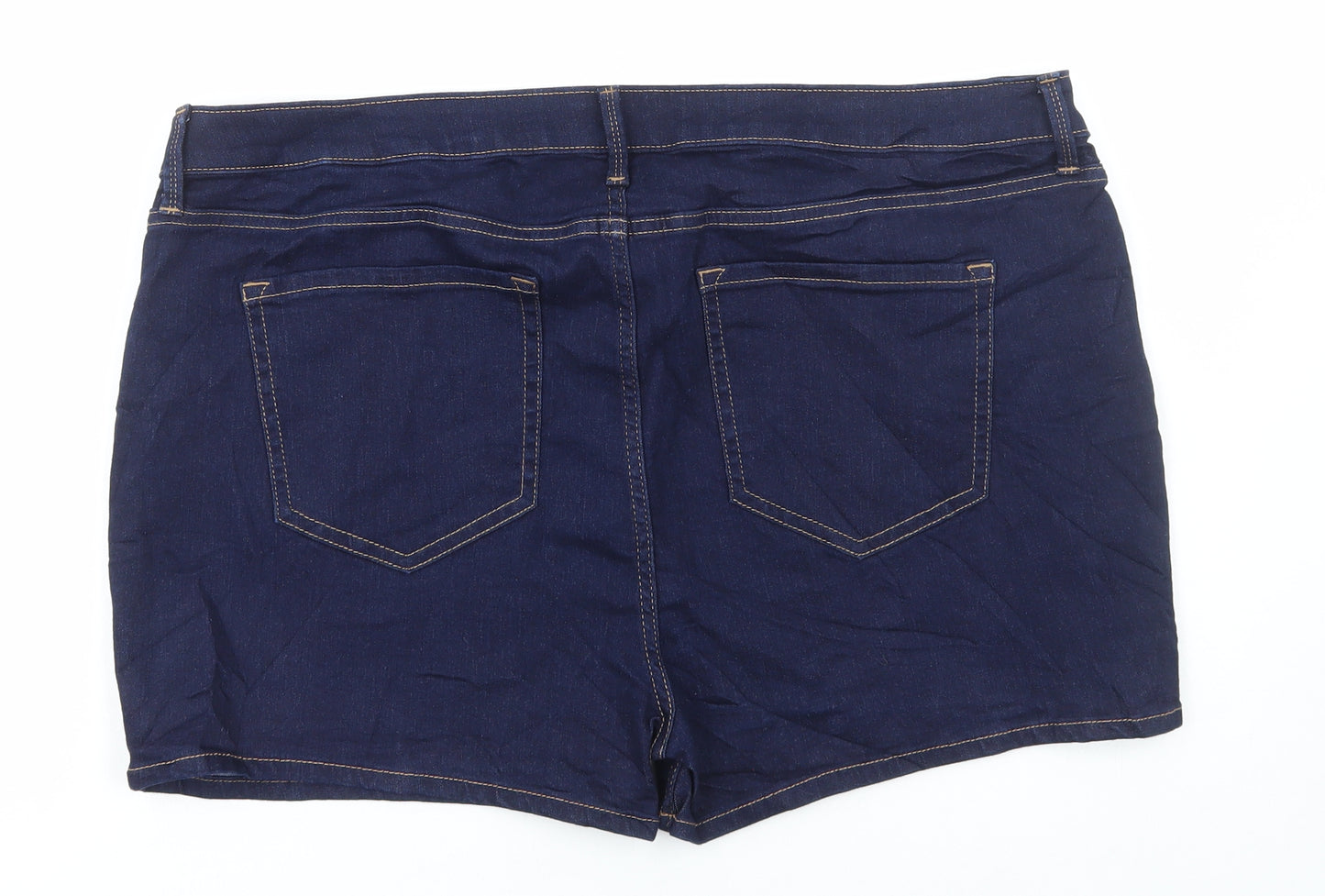 Marks and Spencer Womens Blue Cotton Bermuda Shorts Size 20 L3 in Regular Button