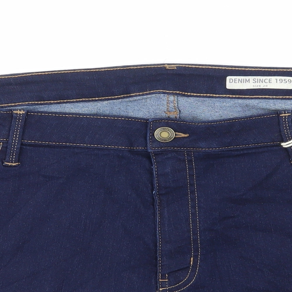 Marks and Spencer Womens Blue Cotton Bermuda Shorts Size 20 L3 in Regular Button