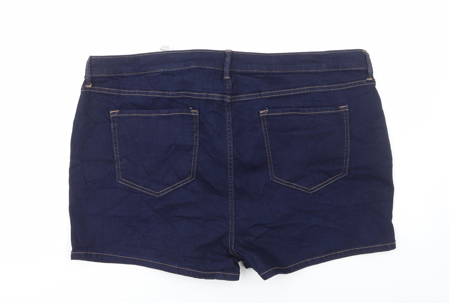 Marks and Spencer Womens Blue Cotton Bermuda Shorts Size 20 L3 in Regular Button