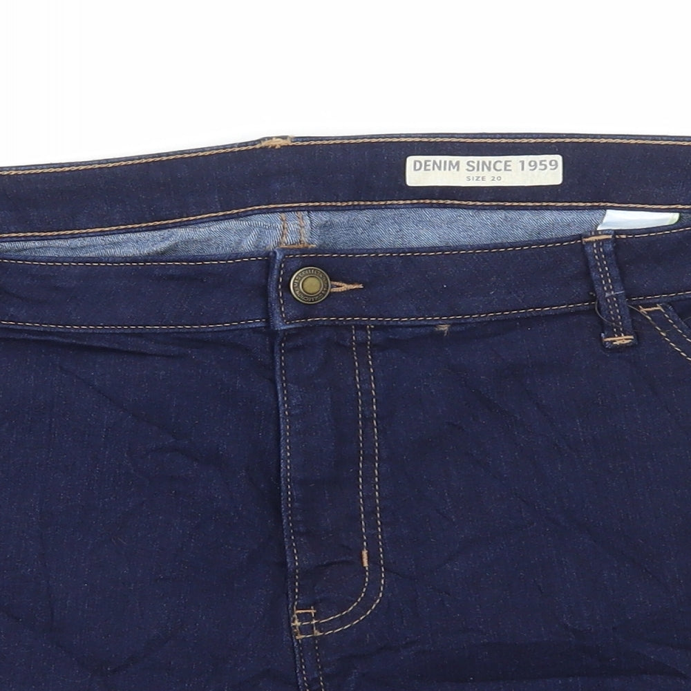 Marks and Spencer Womens Blue Cotton Bermuda Shorts Size 20 L3 in Regular Button