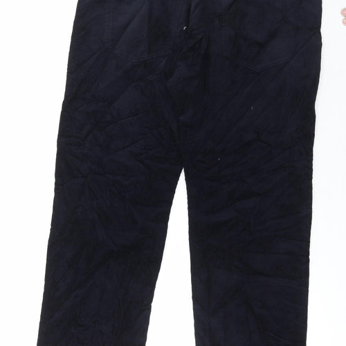 Marks and Spencer Mens Blue Cotton Trousers Size 42 in L29 in Regular Button