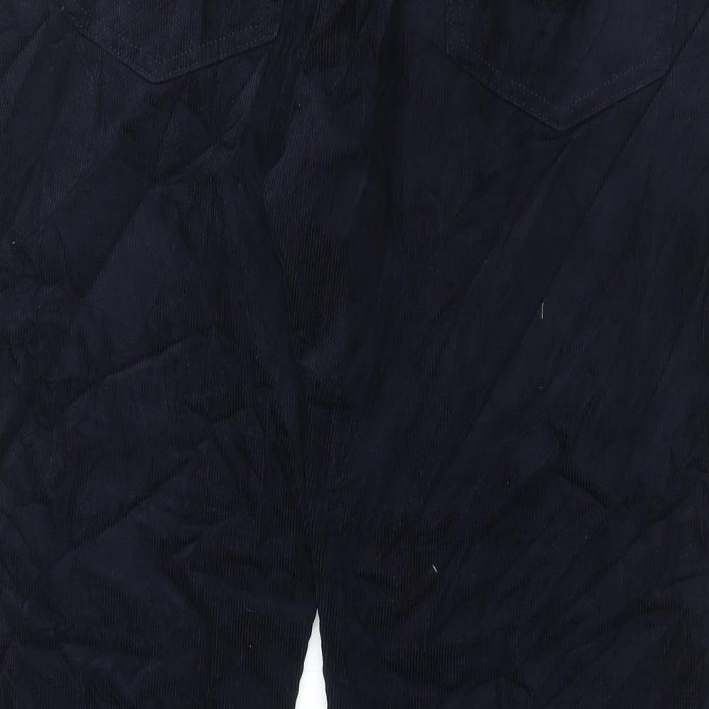 Marks and Spencer Mens Blue Cotton Trousers Size 42 in L29 in Regular Button