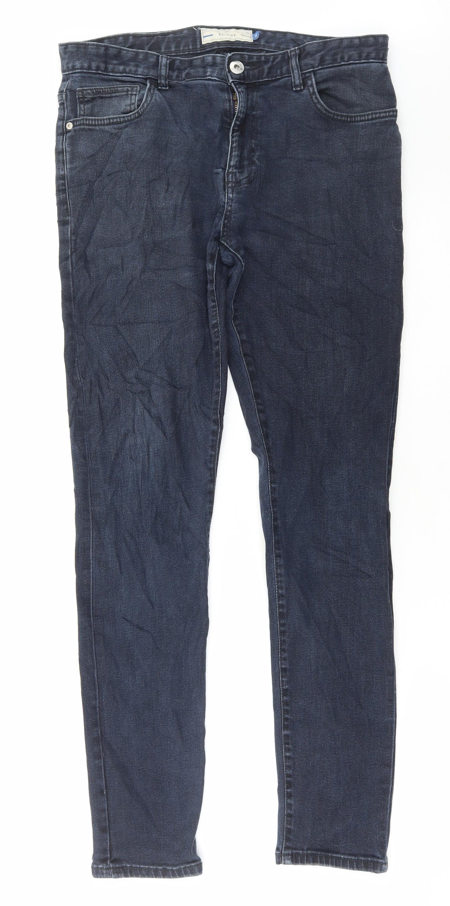 NEXT Mens Blue Cotton Skinny Jeans Size 32 in L34 in Regular Button