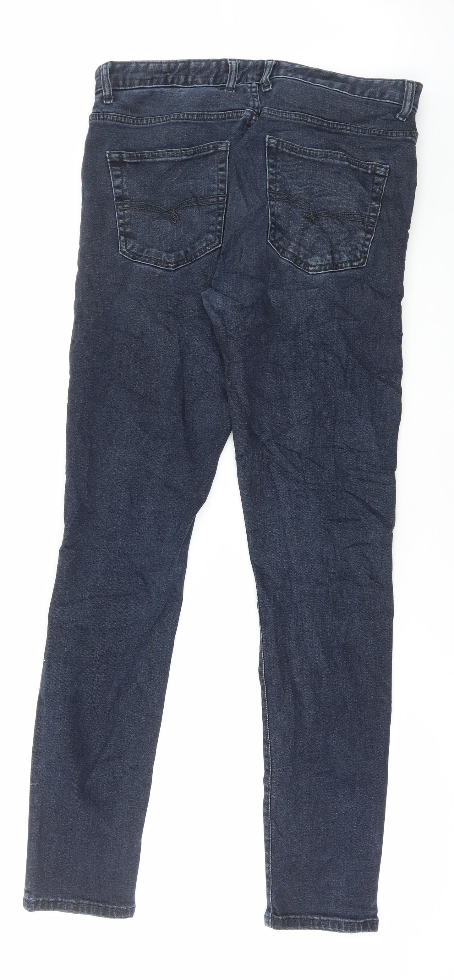 NEXT Mens Blue Cotton Skinny Jeans Size 32 in L34 in Regular Button