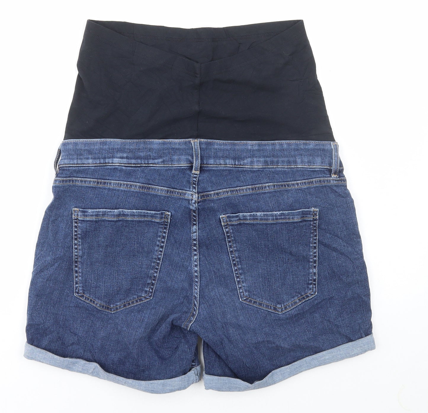 Marks and Spencer Womens Blue Cotton Bermuda Shorts Size 14 L5 in Regular Button
