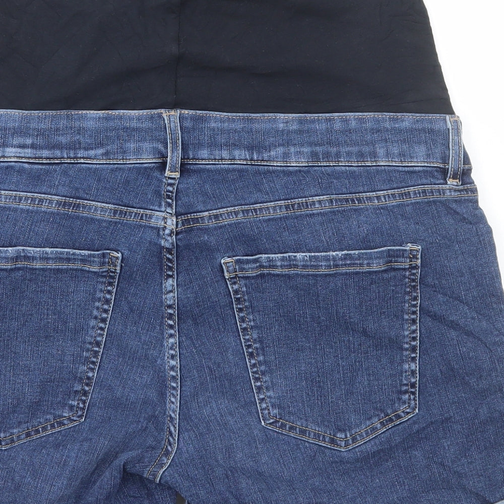 Marks and Spencer Womens Blue Cotton Bermuda Shorts Size 14 L5 in Regular Button