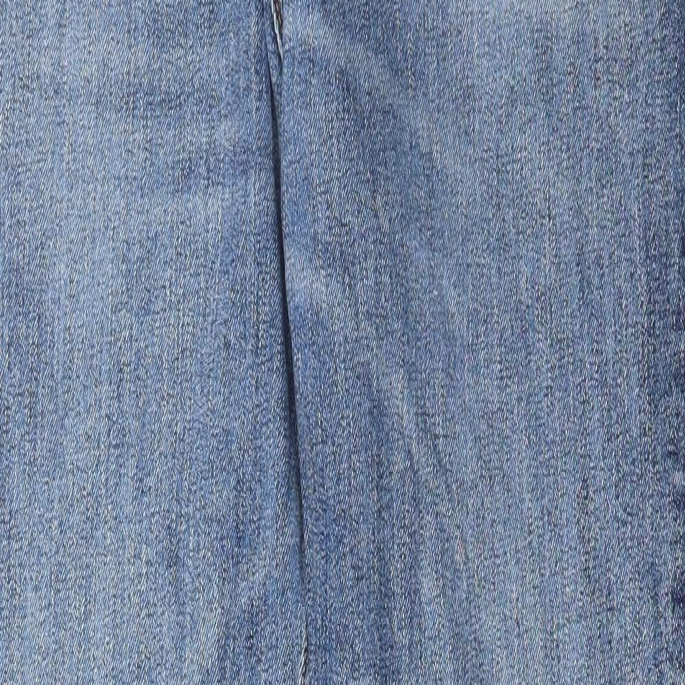 Marks and Spencer Mens Blue Cotton Tapered Jeans Size 32 in L33 in Regular Button
