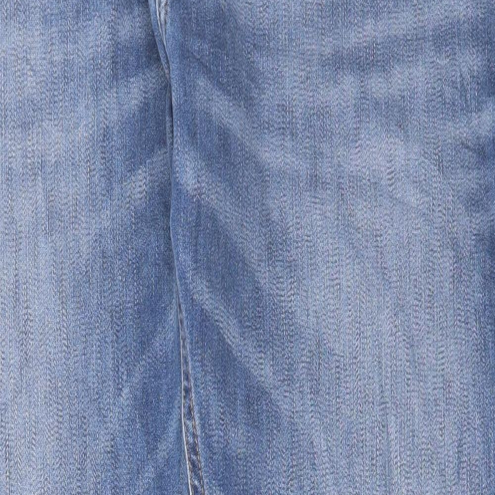 Marks and Spencer Mens Blue Cotton Straight Jeans Size 34 in L29 in Regular Button