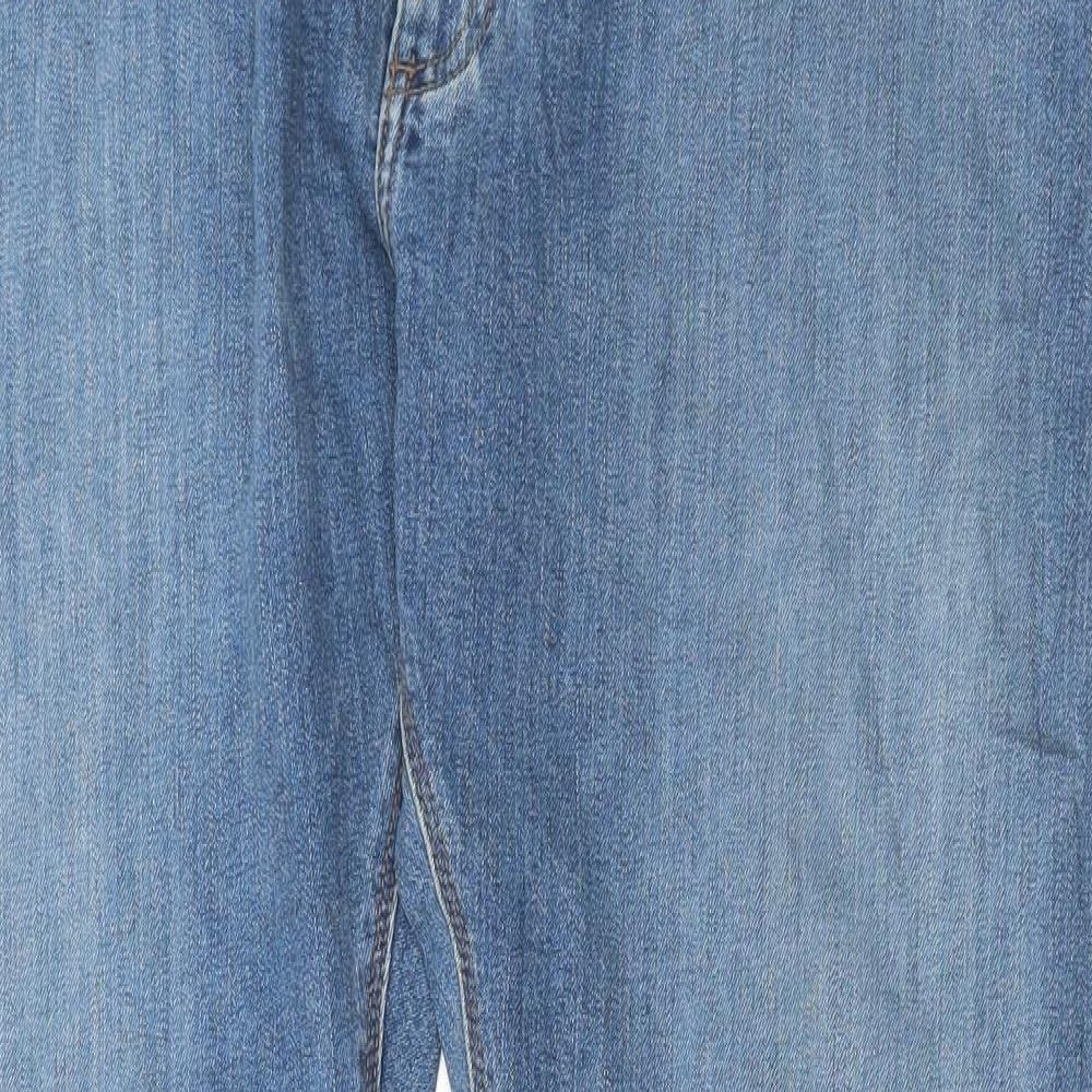 Marks and Spencer Mens Blue Cotton Straight Jeans Size 42 in L29 in Slim Button
