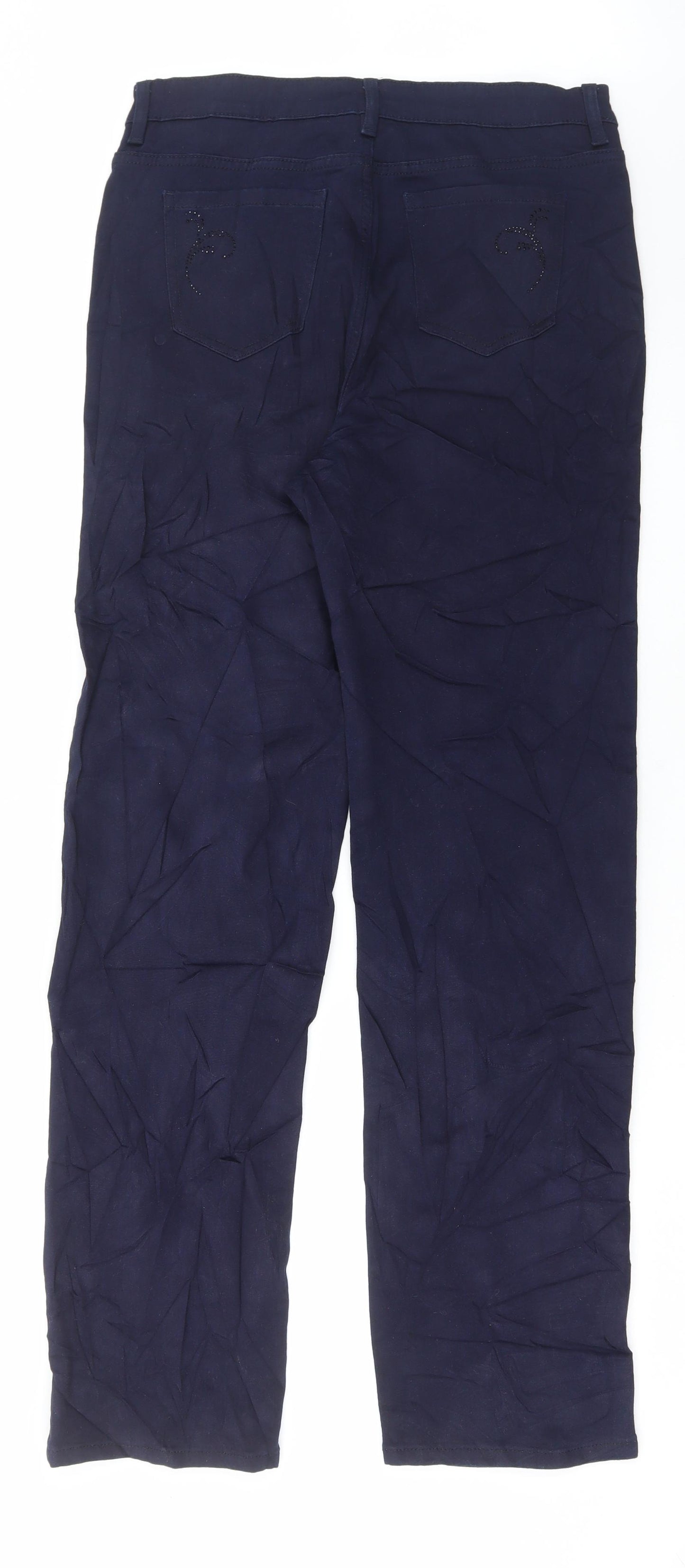 Marks and Spencer Womens Blue Cotton Straight Jeans Size 14 L32 in Regular Button