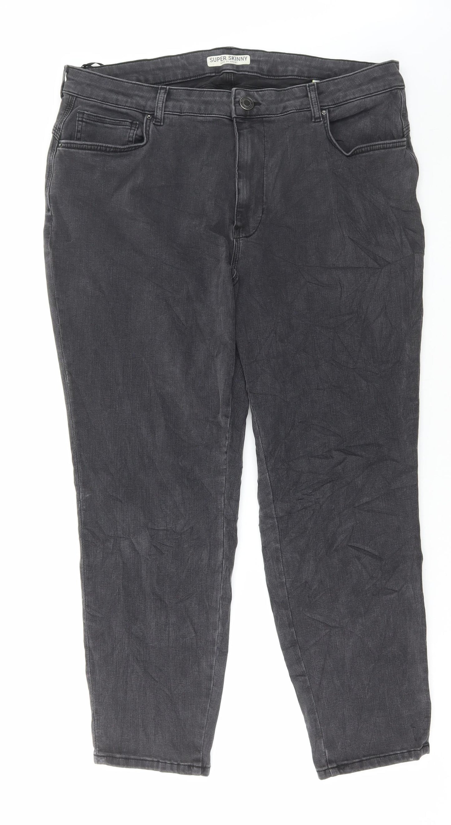 Marks and Spencer Womens Grey Cotton Skinny Jeans Size 20 L27 in Regular Button