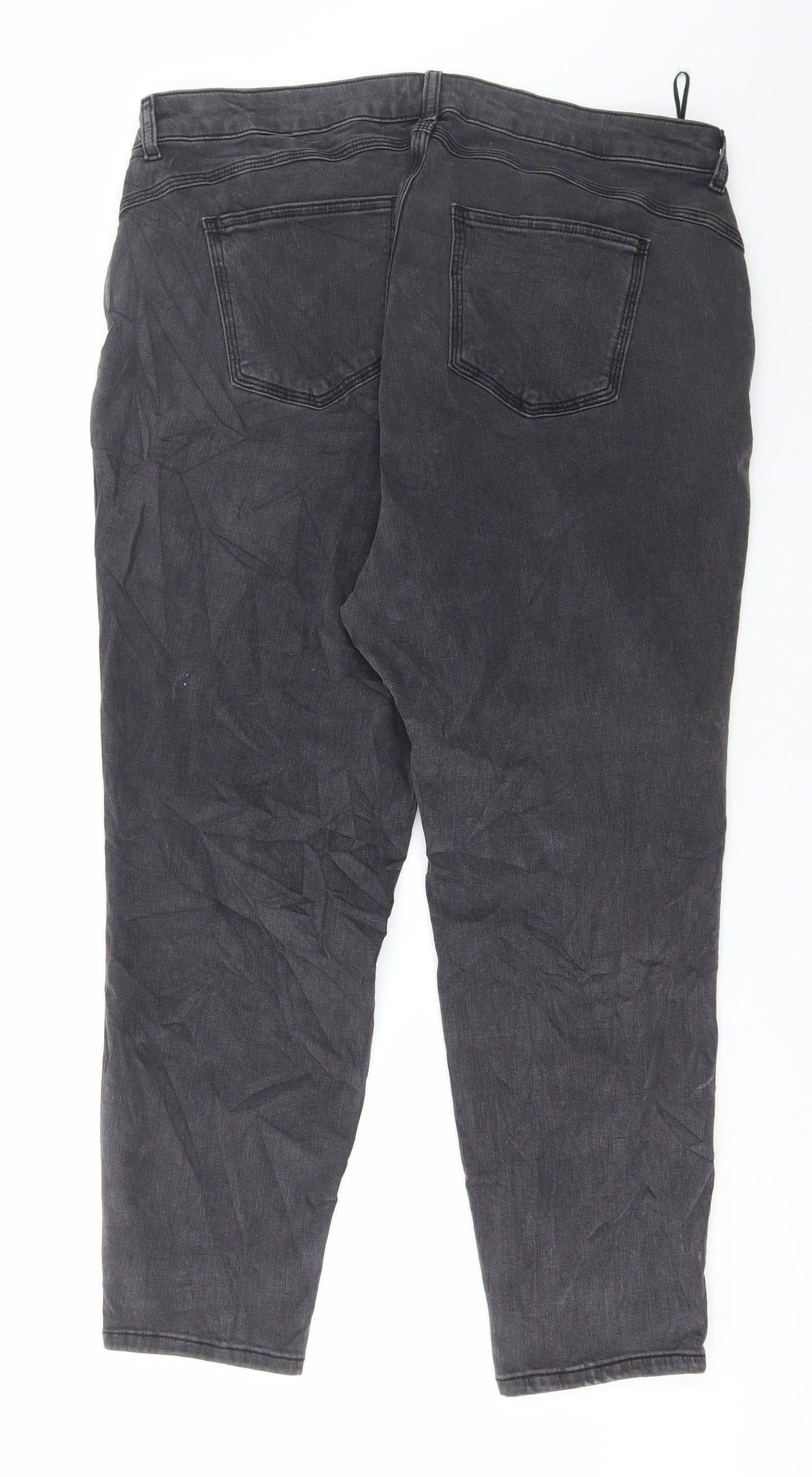 Marks and Spencer Womens Grey Cotton Skinny Jeans Size 20 L27 in Regular Button
