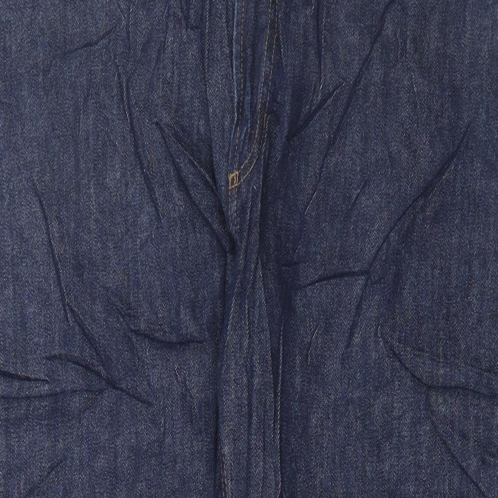 Marks and Spencer Mens Blue Cotton Straight Jeans Size 34 in L29 in Regular Button