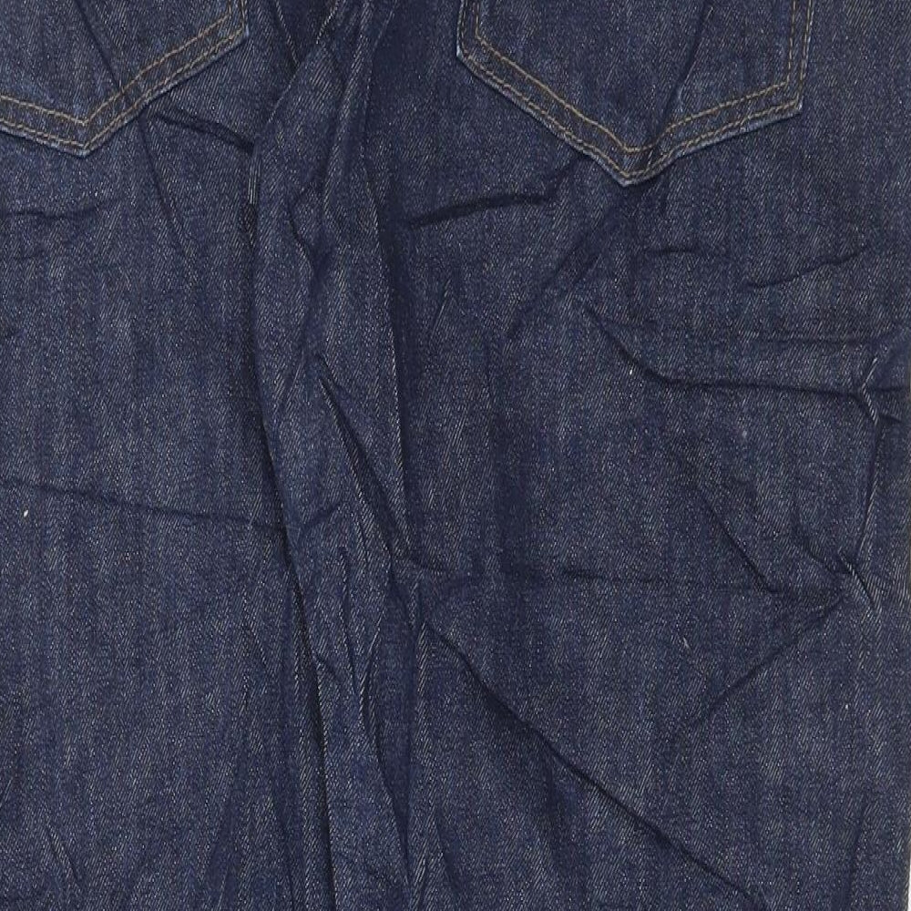Marks and Spencer Mens Blue Cotton Straight Jeans Size 34 in L29 in Regular Button