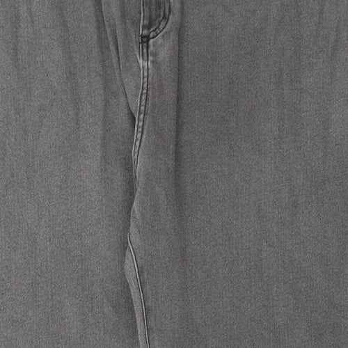 Marks and Spencer Mens Grey Cotton Straight Jeans Size 42 in L31 in Regular Button