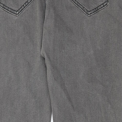 Marks and Spencer Mens Grey Cotton Straight Jeans Size 42 in L31 in Regular Button
