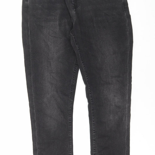 Marks and Spencer Girls Grey Cotton Skinny Jeans Size 11-12 Years Regular Button