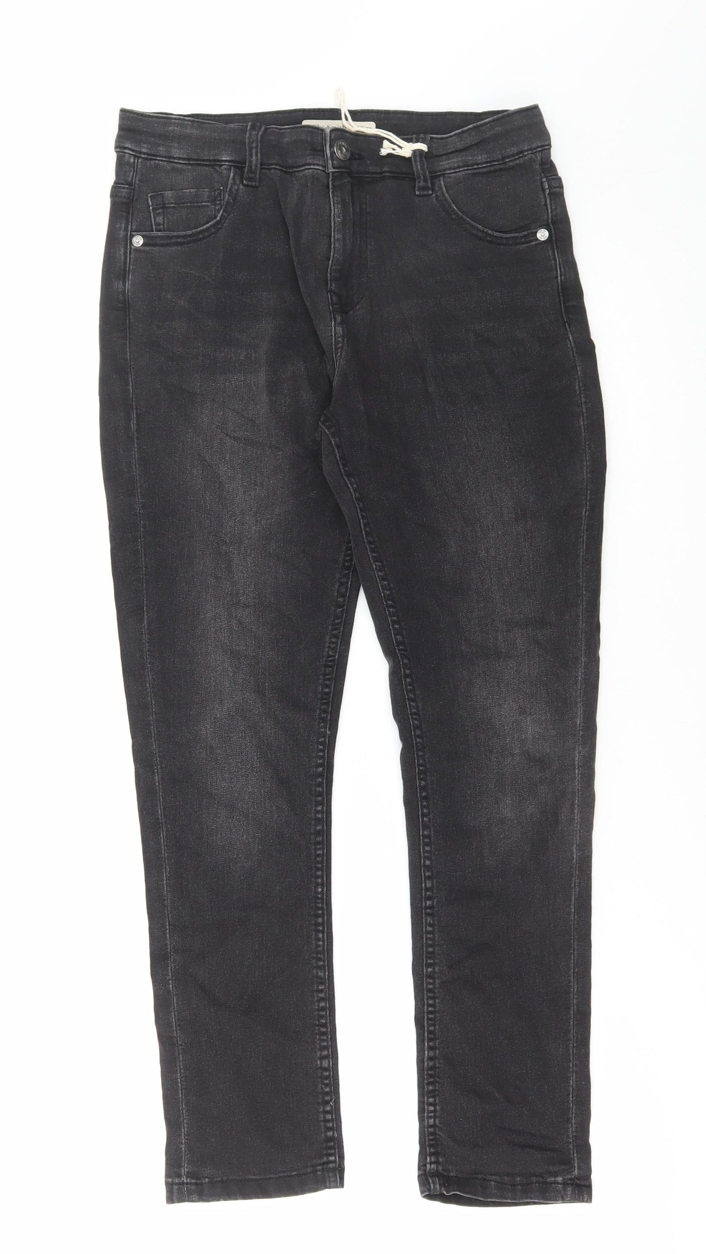 Marks and Spencer Girls Grey Cotton Skinny Jeans Size 11-12 Years Regular Button