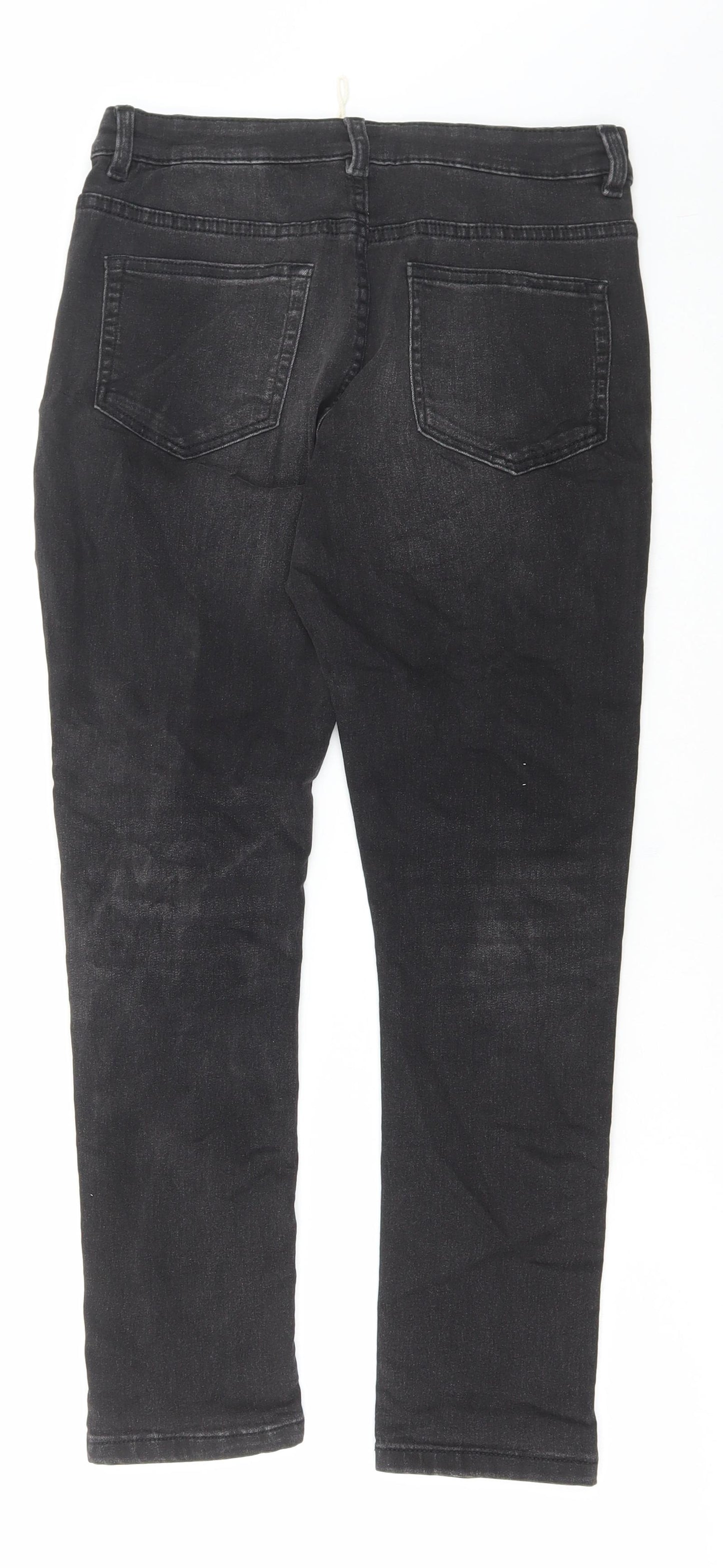 Marks and Spencer Girls Grey Cotton Skinny Jeans Size 11-12 Years Regular Button