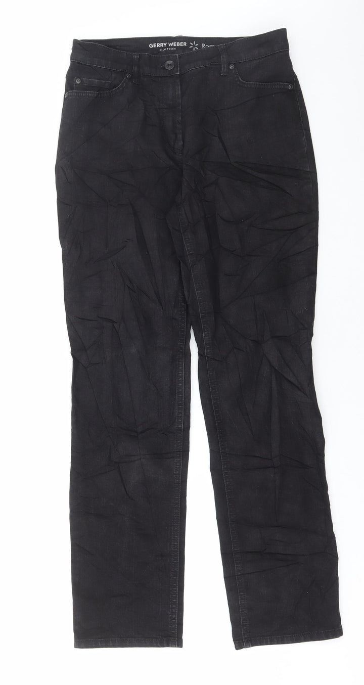 Marks and Spencer Mens Black Cotton Straight Jeans Size 30 in L30 in Regular Button