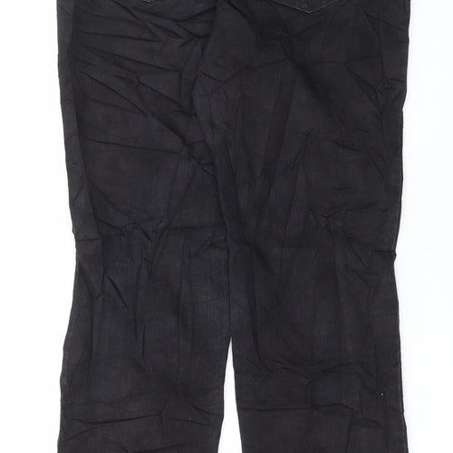 Marks and Spencer Mens Black Cotton Straight Jeans Size 30 in L30 in Regular Button