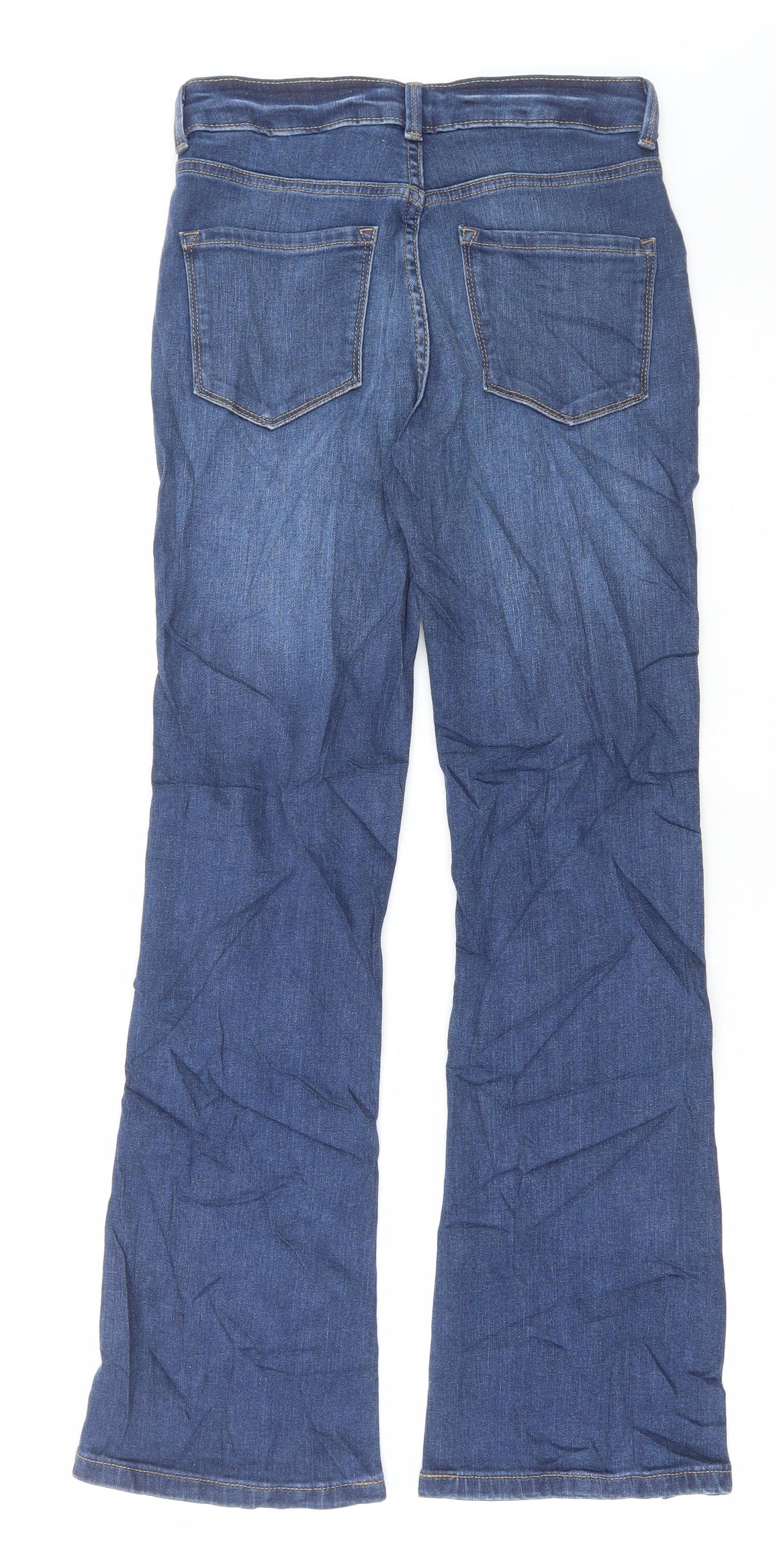 Marks and Spencer Womens Blue Cotton Bootcut Jeans Size 8 L29 in Regular Button